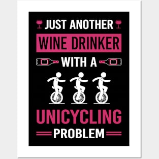 Wine Drinker Unicycling Unicycle Unicyclist Posters and Art